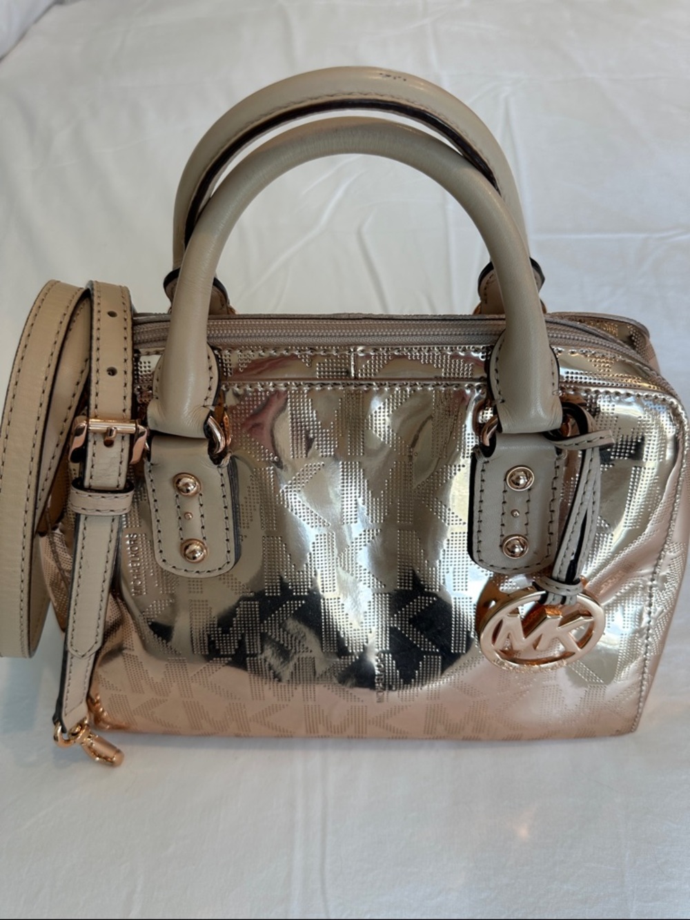 Michael Kors  Metallic Satchel Handbag - Rose Gold